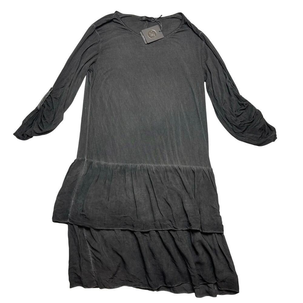 Winters Start Long Sleeve Draped Knit Dress Made in Italy One Size